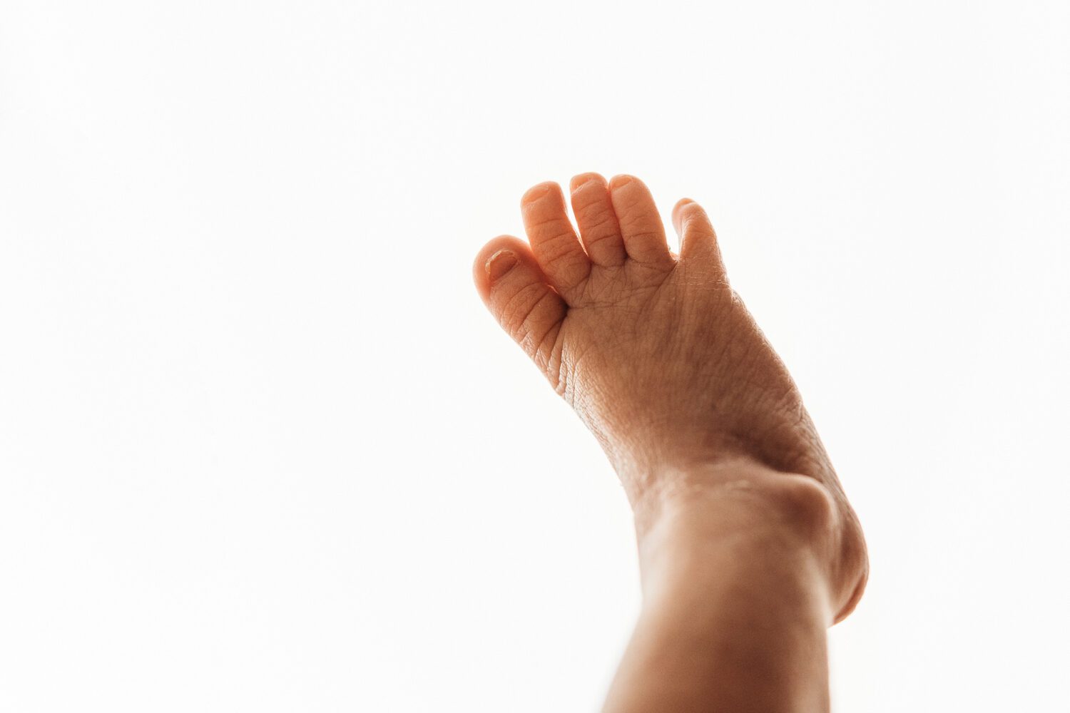 Säuglingsfuss in Nahaufnahme so das man die feinen Linien sieht